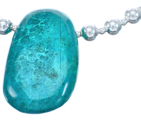 Chrysocolla Sterling Silver Bead Necklace KX120988